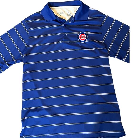 Antigua Chicago Cubs Golf Polo Blue Embroidered Logo Size Medium Men's - Picture 1 of 4